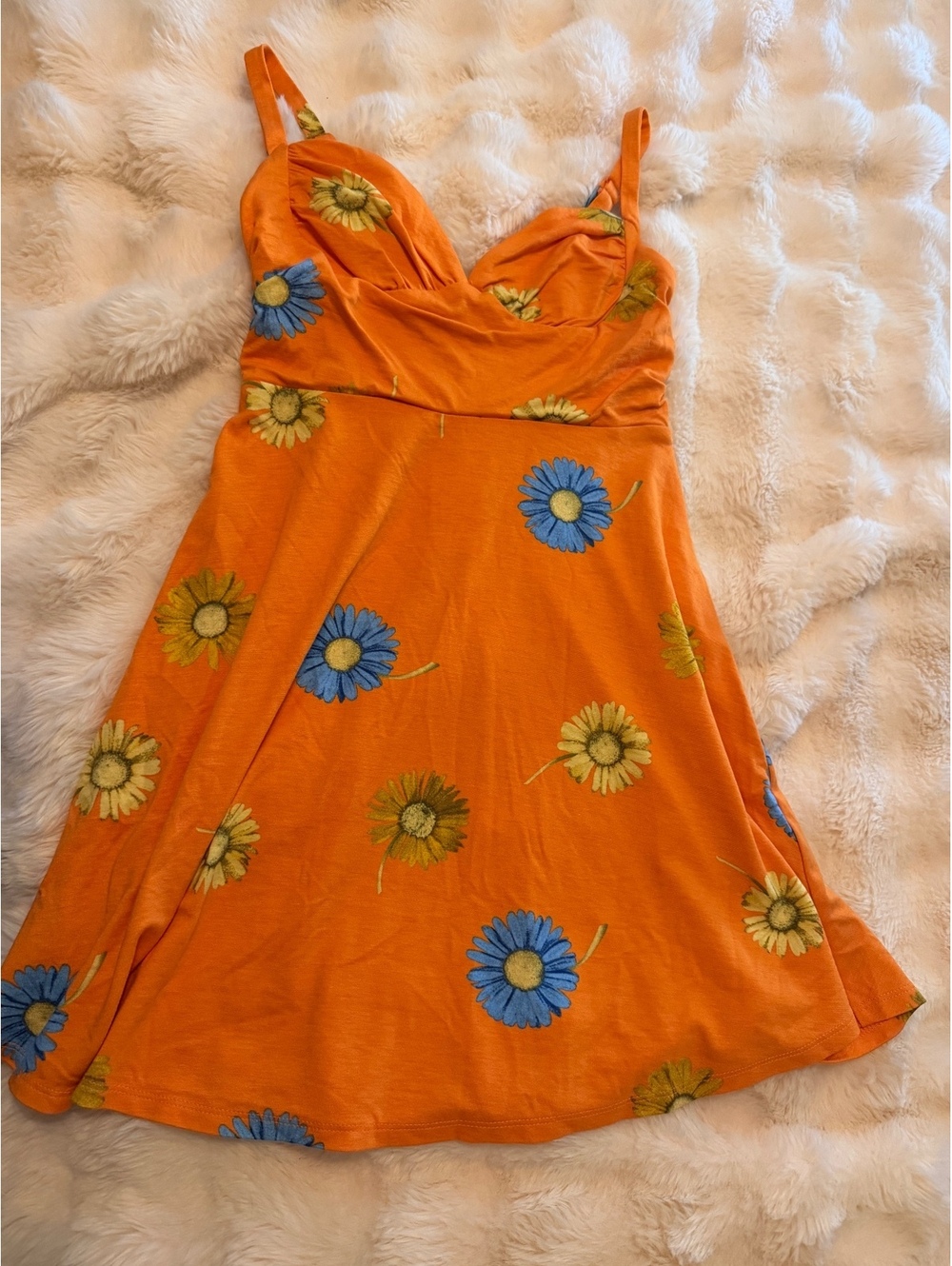 Urban Outfitters Orange Floral Spaghetti Strap Dress Size Small